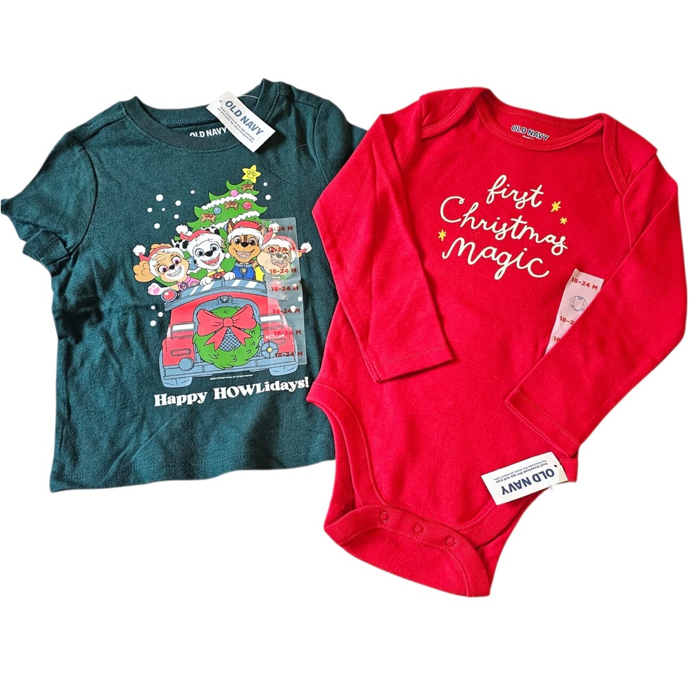 Old Navy Baby Christmas Paw Patrol Top Bodysuit Set Holiday Outfit 18-24 M
